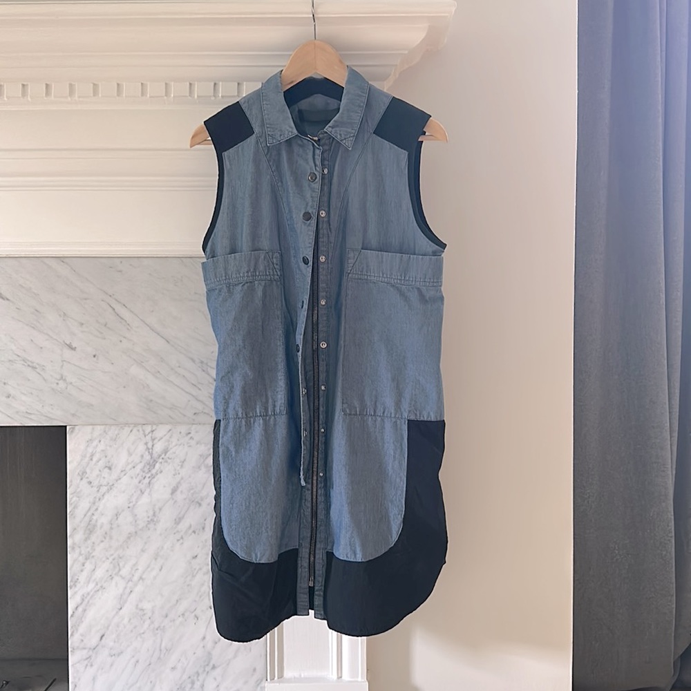 Proenza Schouler dress, size 8, 100% cotton, denim blue and black - Picture 4 of 7